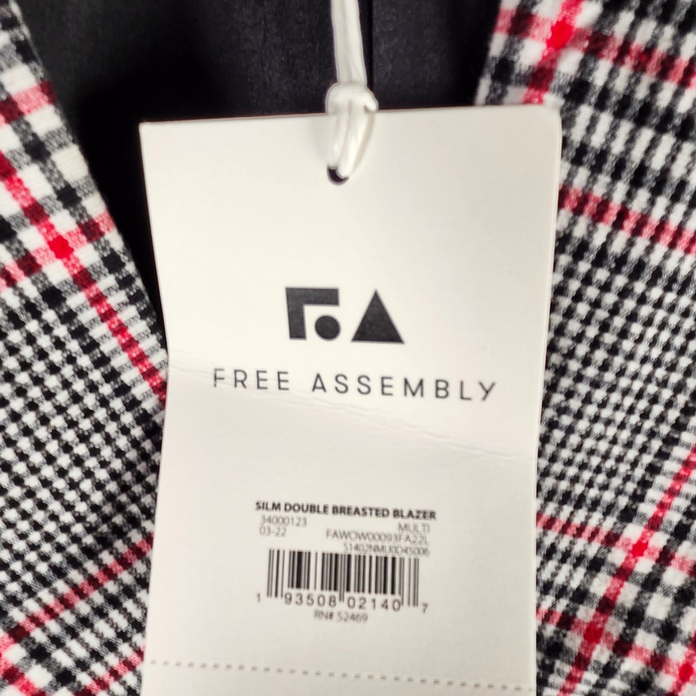 Free Assembly Women Plaid Double Breasted Blazer Jacket Multi Color Size XXL New - Picture 2 of 16
